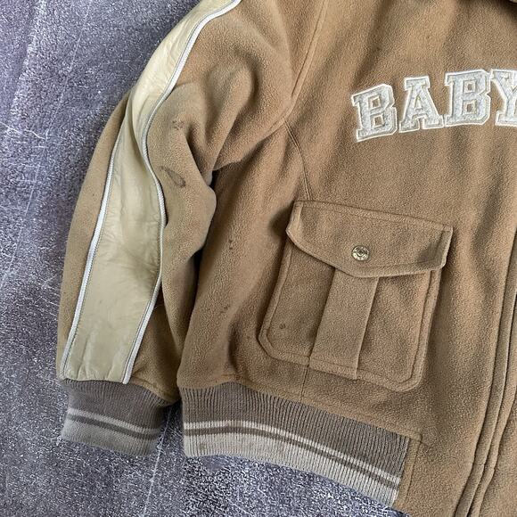 Womens Vintage Y2K Baby Phat Spell Out Brown Quilted Cropped Bomber Jacket Sz XL - Picture 2 of 6